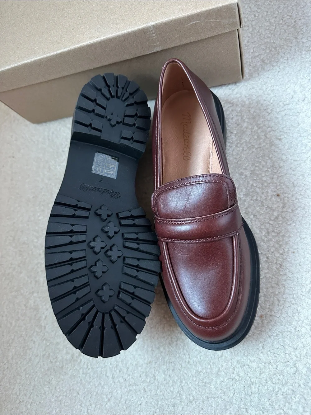 Madewell Bradley Lugsole Loafer in Cherry Wood